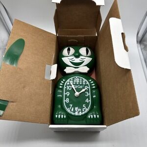 Kit-Cat Klock Hunter Green White Bow Rare OG box - not used only stored